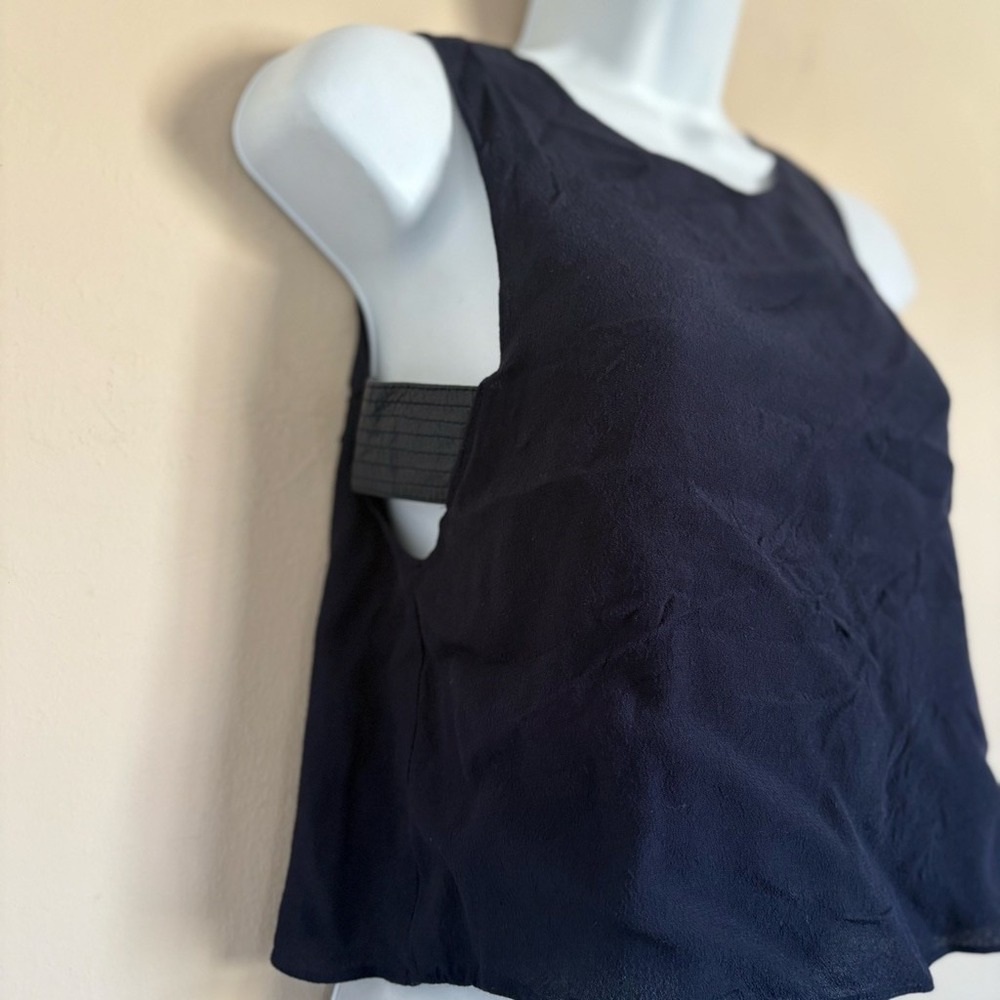 VEDA Navy‎ Rayon Sheep Leather Trim Open Back Sleeveless Tank Top XS - Picture 14 of 16